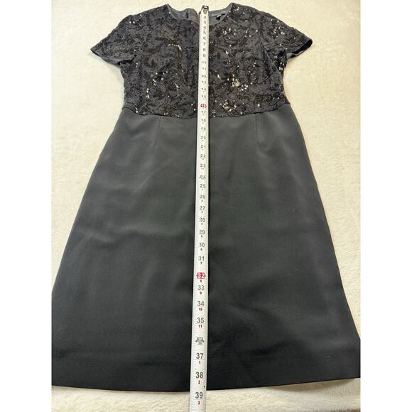 Brooks Brothers Sequin Bodice Sheath Dress Black Classic Cocktail SZ 12 - Picture 7 of 11